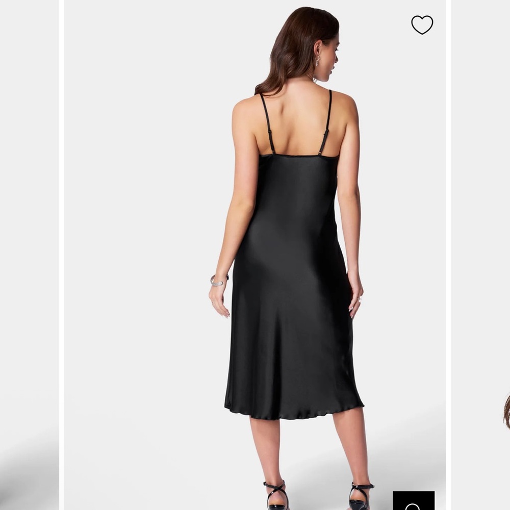 bebe Black Satin Cowl Neck Midi Dress nwt - Picture 3 of 11